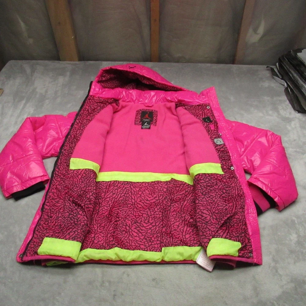 Jordan Flight Jacket Girls Large 12-13 Yrs Pink‎ Insulated Hooded Quilted Puffer